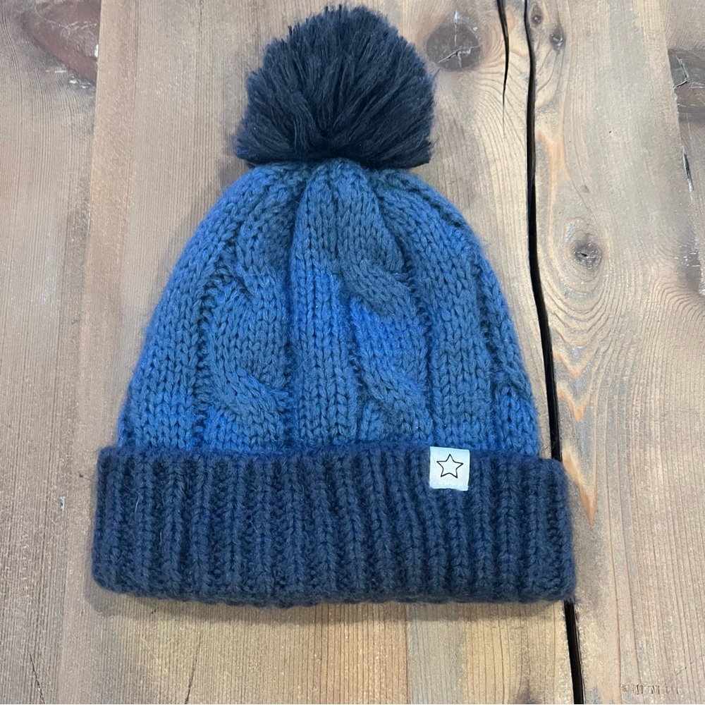 Cotton On Cozy Blue Knit Pom-Pom Hat for Kids